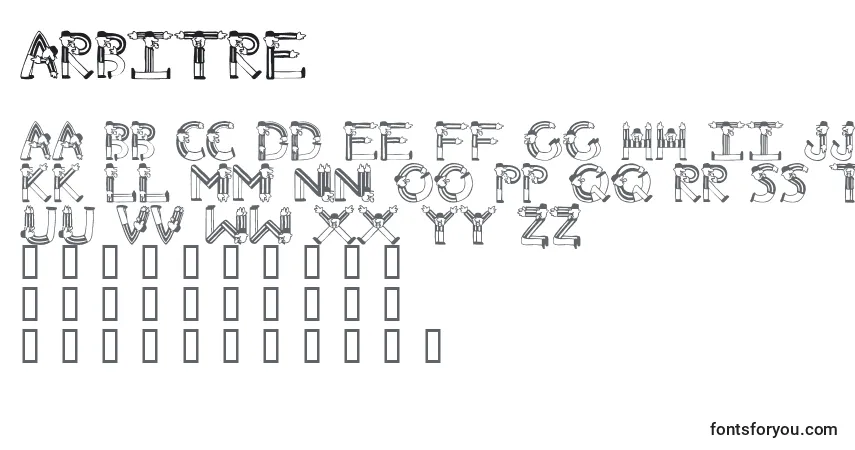 Шрифт Arbitre – алфавит, цифры, специальные символы