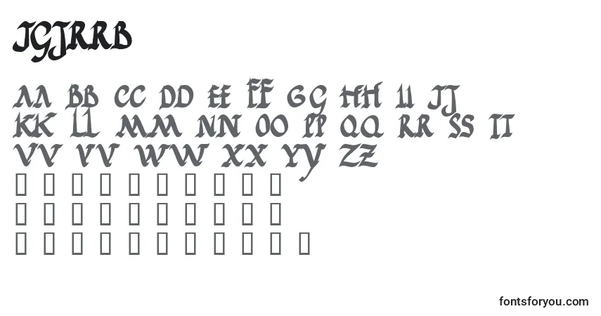 Czcionka Jgjrrb – alfabet, cyfry, specjalne znaki