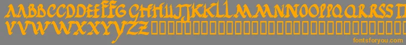 フォントJgjrrb – オレンジの文字は灰色の背景にあります。