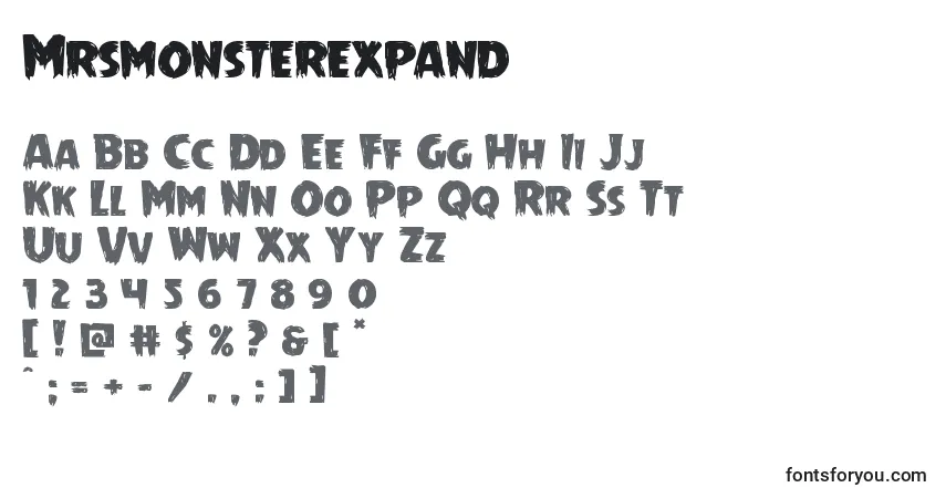 A fonte Mrsmonsterexpand – alfabeto, números, caracteres especiais