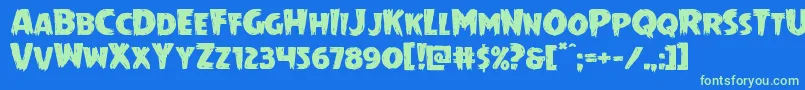 Mrsmonsterexpand Font – Green Fonts on Blue Background