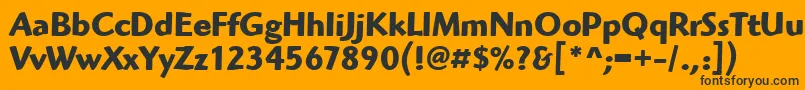 HighlanderItcTtBold-Schriftart – Schwarze Schriften auf orangefarbenem Hintergrund
