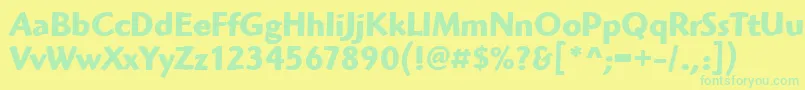 HighlanderItcTtBold-Schriftart – Grüne Schriften auf gelbem Hintergrund