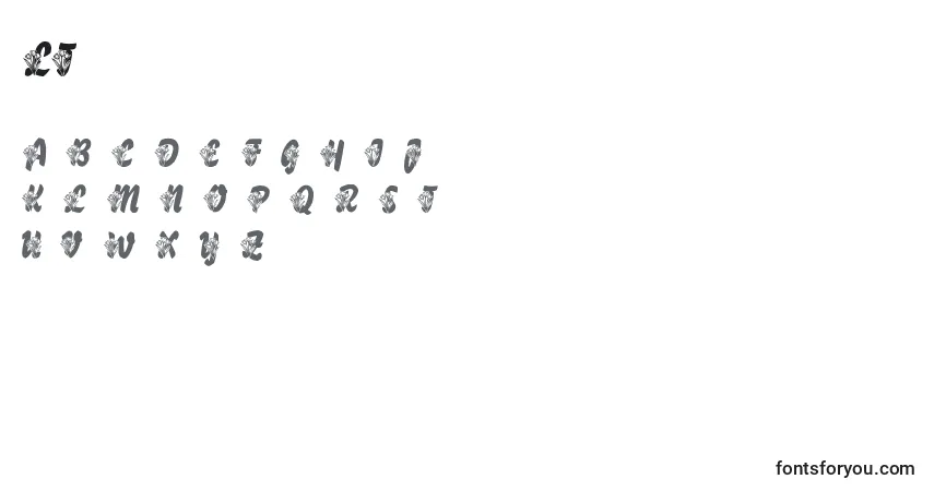 Czcionka LmsTulips – alfabet, cyfry, specjalne znaki