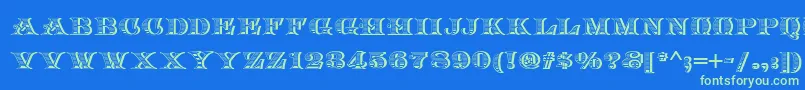 Arkadia Font – Green Fonts on Blue Background