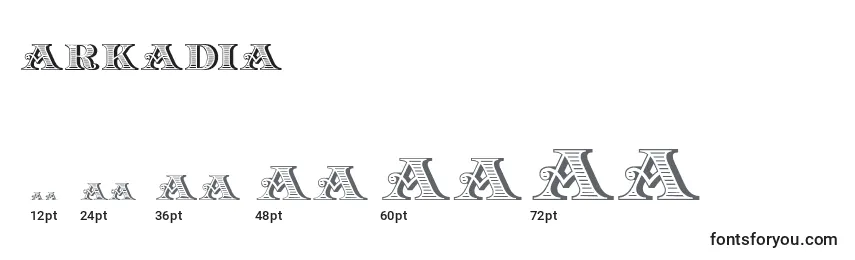 Размеры шрифта Arkadia (95133)
