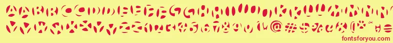 フォントFrutigerstonesNegativ – 赤い文字の黄色い背景