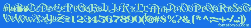 BeavertonplaceBold-Schriftart – Grüne Schriften auf blauem Hintergrund