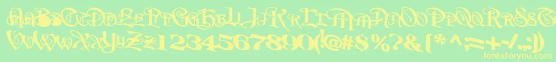 BeavertonplaceBold-Schriftart – Gelbe Schriften auf grünem Hintergrund