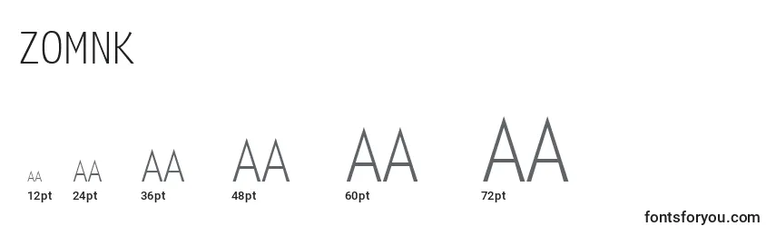 Zomnk Font Sizes