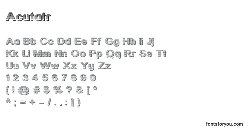 Schriftart Acutatr – Alphabet, Zahlen, spezielle Symbole