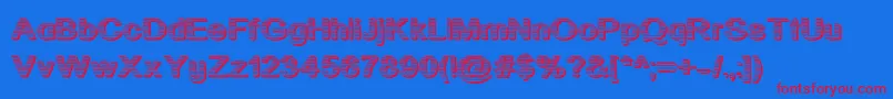 Acutatr-Schriftart – Rote Schriften auf blauem Hintergrund