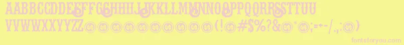 Hellsrider-Schriftart – Rosa Schriften auf gelbem Hintergrund