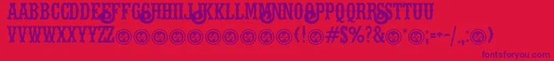 Hellsrider-Schriftart – Violette Schriften auf rotem Hintergrund