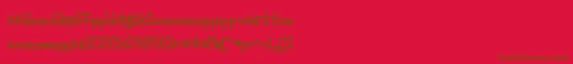 Wednesda-fontti – ruskeat fontit punaisella taustalla