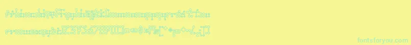 フォントWednesda – 黄色い背景に緑の文字
