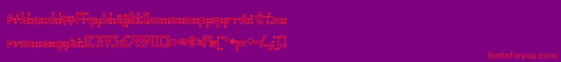 Wednesda-fontti – punaiset fontit violetilla taustalla