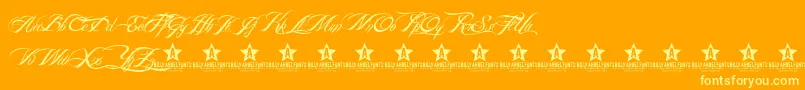 Fonte BillyArgelFont – fontes amarelas em um fundo laranja