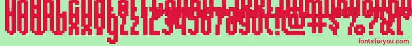 RelativityRegular-fontti – punaiset fontit vihreällä taustalla