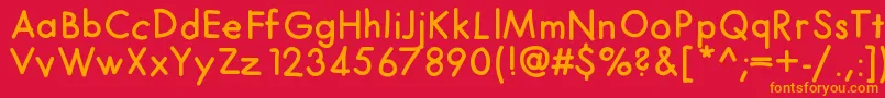 フォントFuturahand – 赤い背景にオレンジの文字