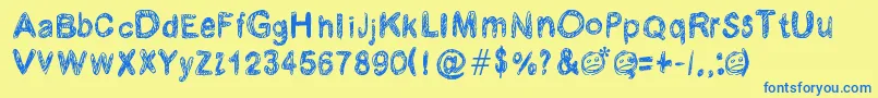 Krabougja-Schriftart – Blaue Schriften auf gelbem Hintergrund
