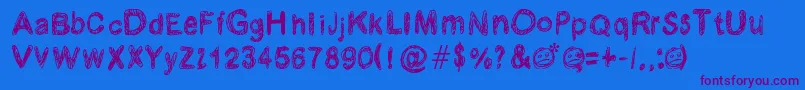 Krabougja-Schriftart – Violette Schriften auf blauem Hintergrund