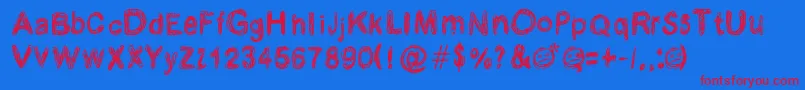 Krabougja Font – Red Fonts on Blue Background