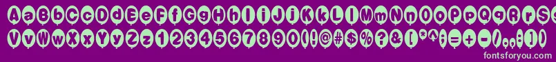 フォントBalloonsNormal – 紫の背景に緑のフォント