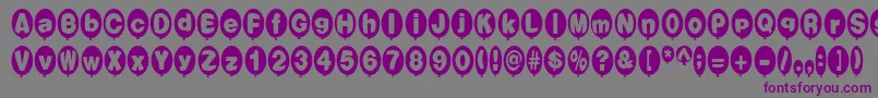 フォントBalloonsNormal – 紫色のフォント、灰色の背景