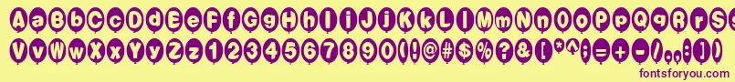 BalloonsNormal-fontti – violetit fontit keltaisella taustalla