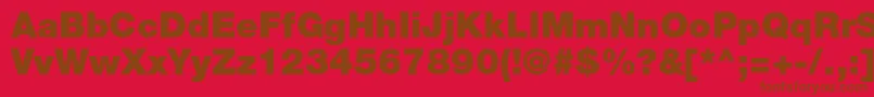 HelveticaneueltstdBlk-Schriftart – Braune Schriften auf rotem Hintergrund