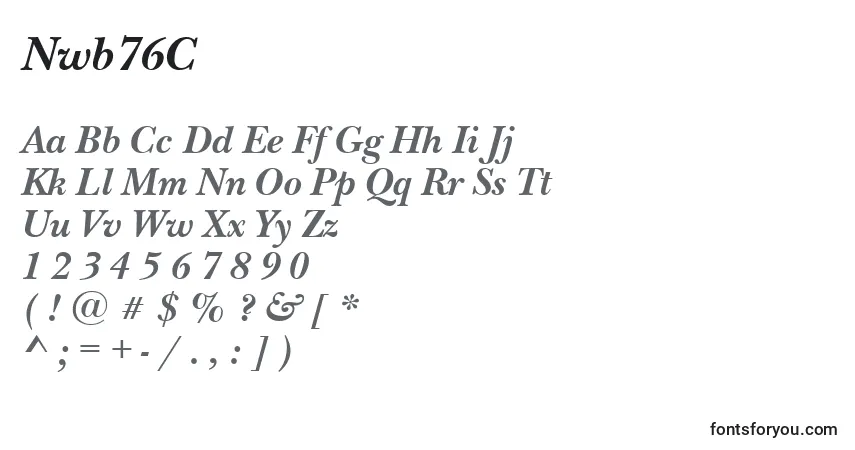 Czcionka Nwb76C – alfabet, cyfry, specjalne znaki