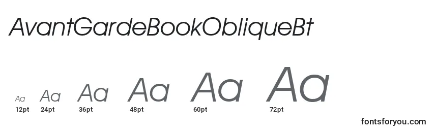 Размеры шрифта AvantGardeBookObliqueBt