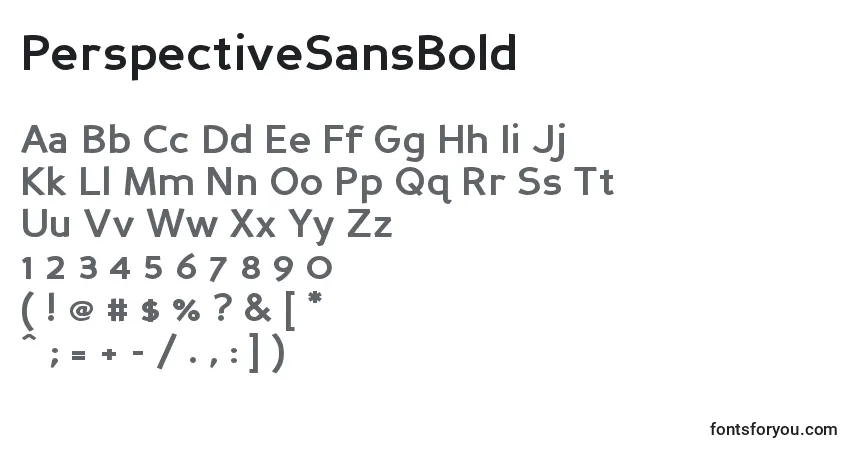 Шрифт PerspectiveSansBold – алфавит, цифры, специальные символы