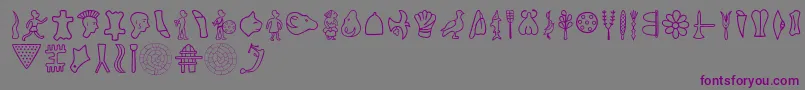 Phaistos-fontti – violetit fontit harmaalla taustalla