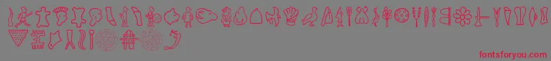 Phaistos-Schriftart – Rote Schriften auf grauem Hintergrund