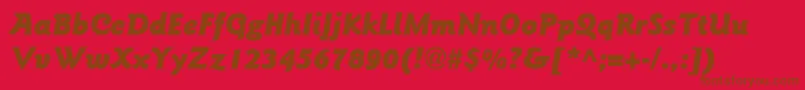 ItcGoudySansLtBlackItalic-fontti – ruskeat fontit punaisella taustalla