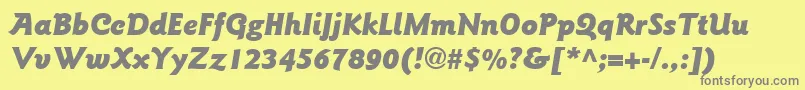 ItcGoudySansLtBlackItalic-fontti – harmaat kirjasimet keltaisella taustalla