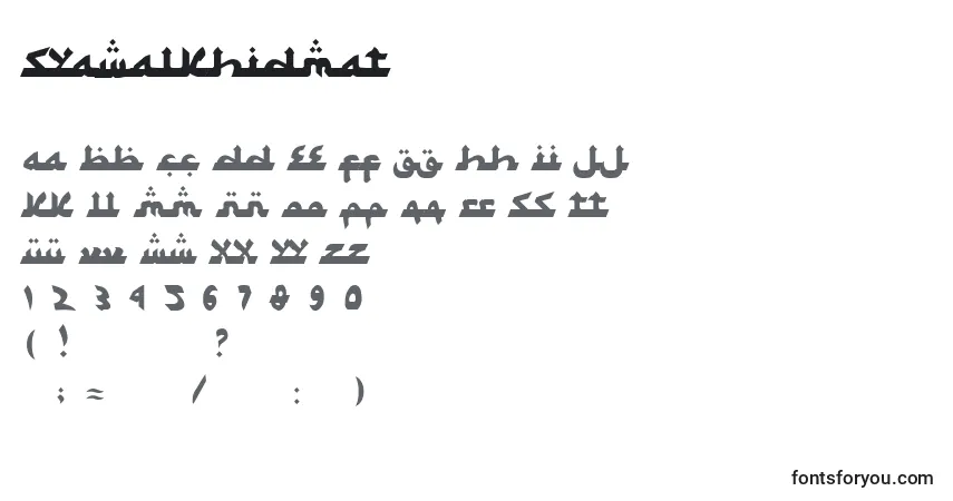 A fonte SyawalKhidmat – alfabeto, números, caracteres especiais