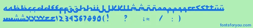 SyawalKhidmat-fontti – siniset fontit vihreällä taustalla