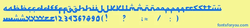 SyawalKhidmat-fontti – siniset fontit keltaisella taustalla