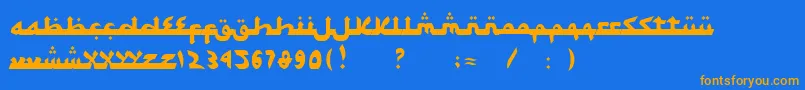 SyawalKhidmat-Schriftart – Orangefarbene Schriften auf blauem Hintergrund
