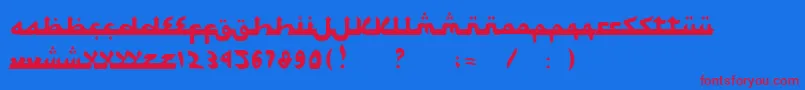 Fonte SyawalKhidmat – fontes vermelhas em um fundo azul