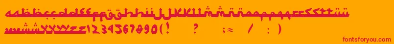 Fonte SyawalKhidmat – fontes vermelhas em um fundo laranja