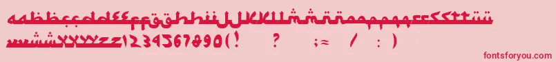 Fonte SyawalKhidmat – fontes vermelhas em um fundo rosa