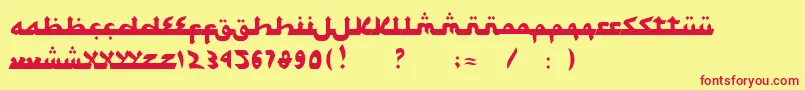 Fonte SyawalKhidmat – fontes vermelhas em um fundo amarelo