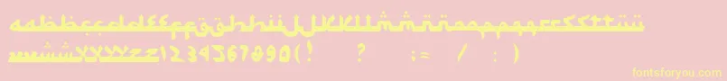 Fonte SyawalKhidmat – fontes amarelas em um fundo rosa