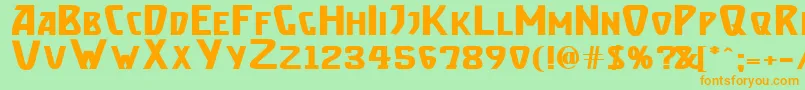 フォントBrassettBold – オレンジの文字が緑の背景にあります。
