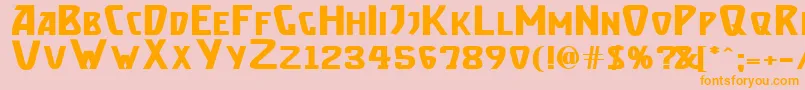 BrassettBold-Schriftart – Orangefarbene Schriften auf rosa Hintergrund