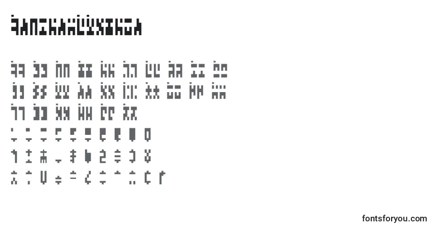 A fonte AncientGModern – alfabeto, números, caracteres especiais